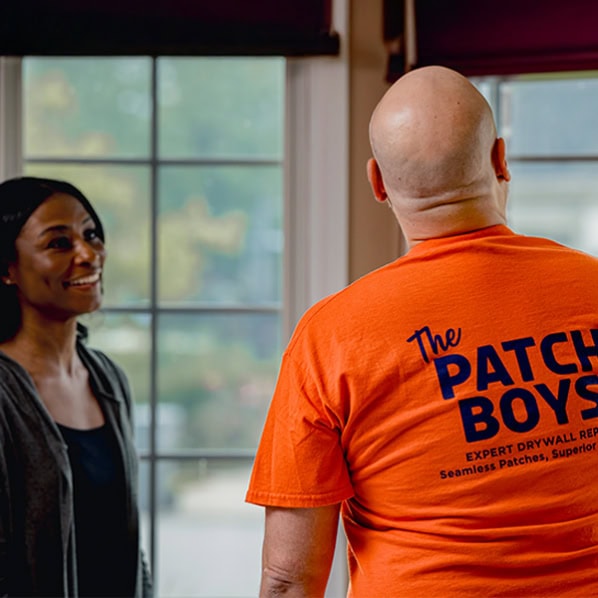 Worker with customer