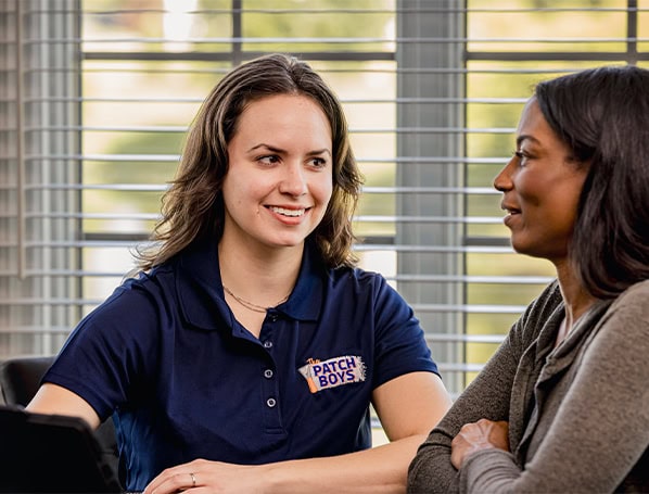 Customer talking to technician
