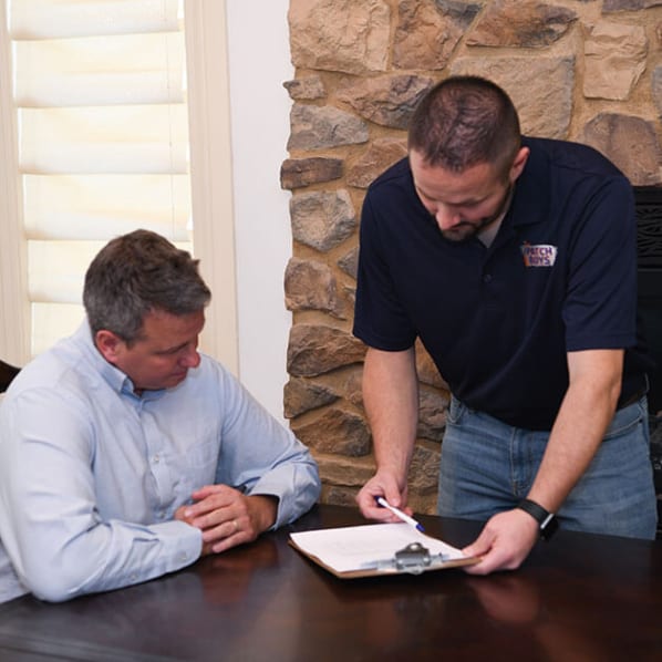 service tech and client