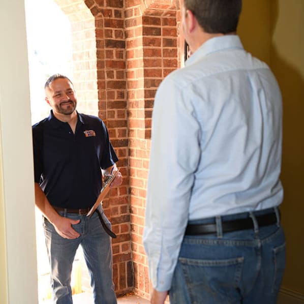 service tech with client